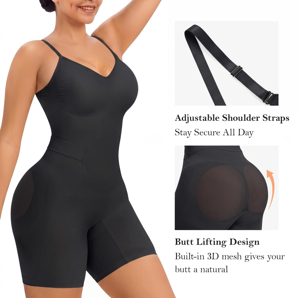 Tummy Control Shapewear Back-Opening Bodysuit
